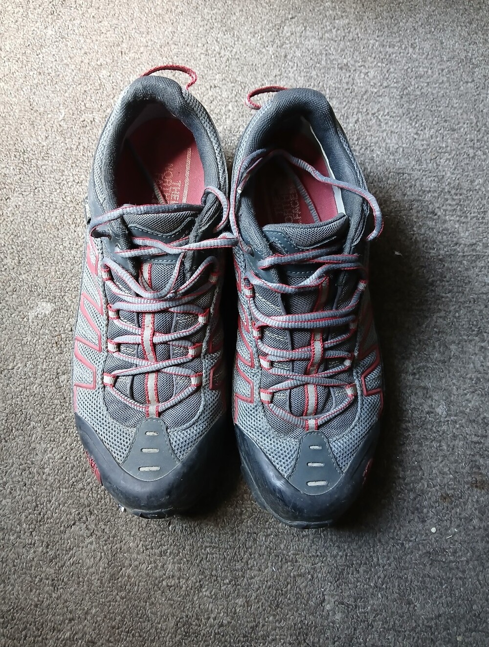 The Northface Men's Gray and Red Trail Running Shoes Size EU 45 (11.5 US)